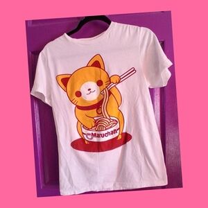 💐5/$10-White Cat Ramen Graphic Tee
